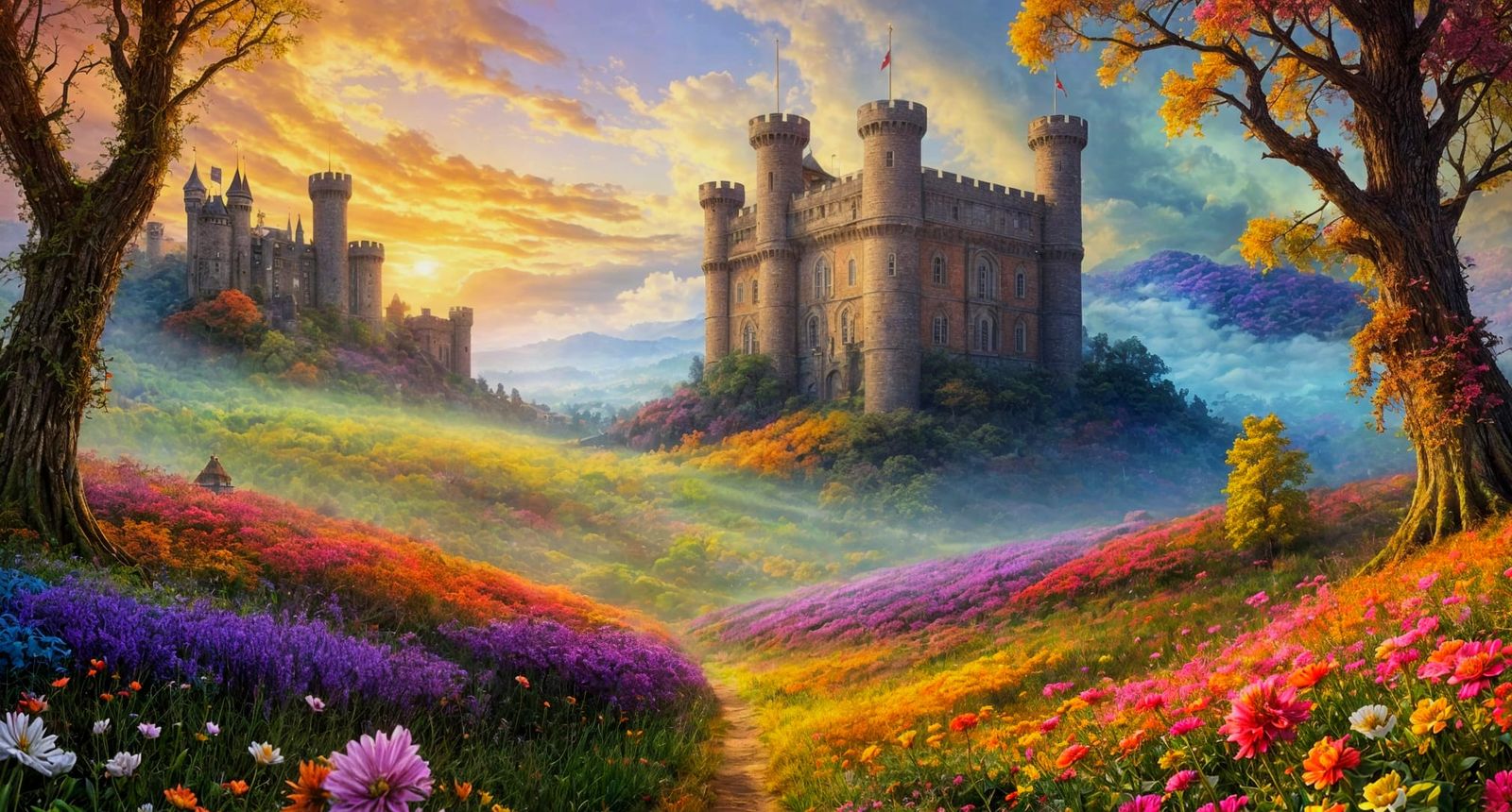 Fantasy Kingdom with Claymore in Graffiti Style