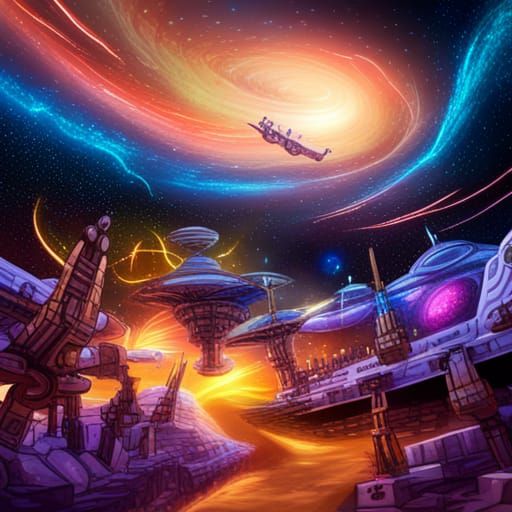 Space Outpost Gunfight in Astral Cosmic Style