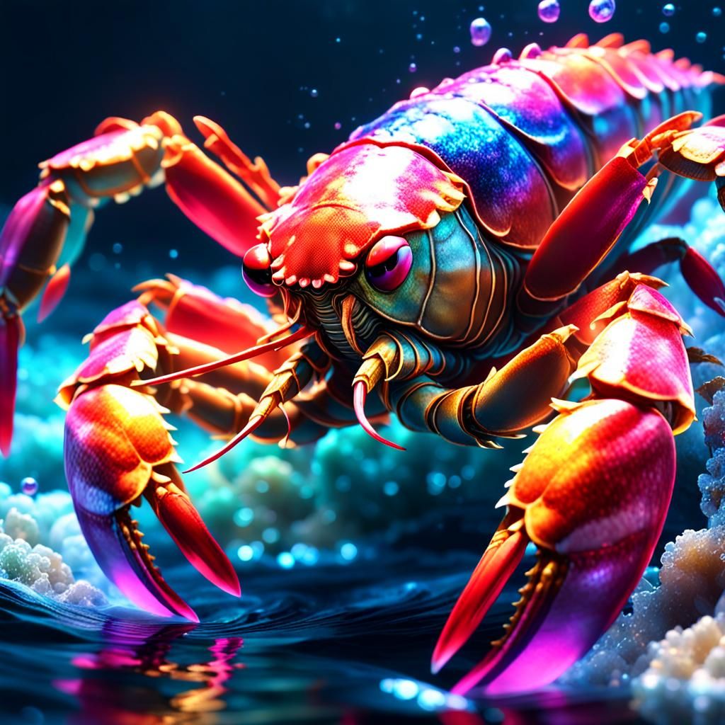Mystical Pink and Red Lobster in 3D