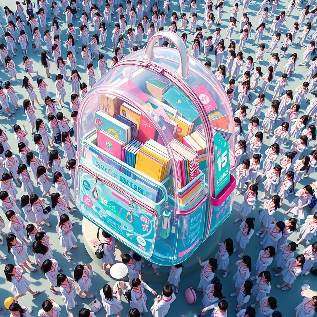 Giant Jelly Backpack Among College Girls, Anime Style