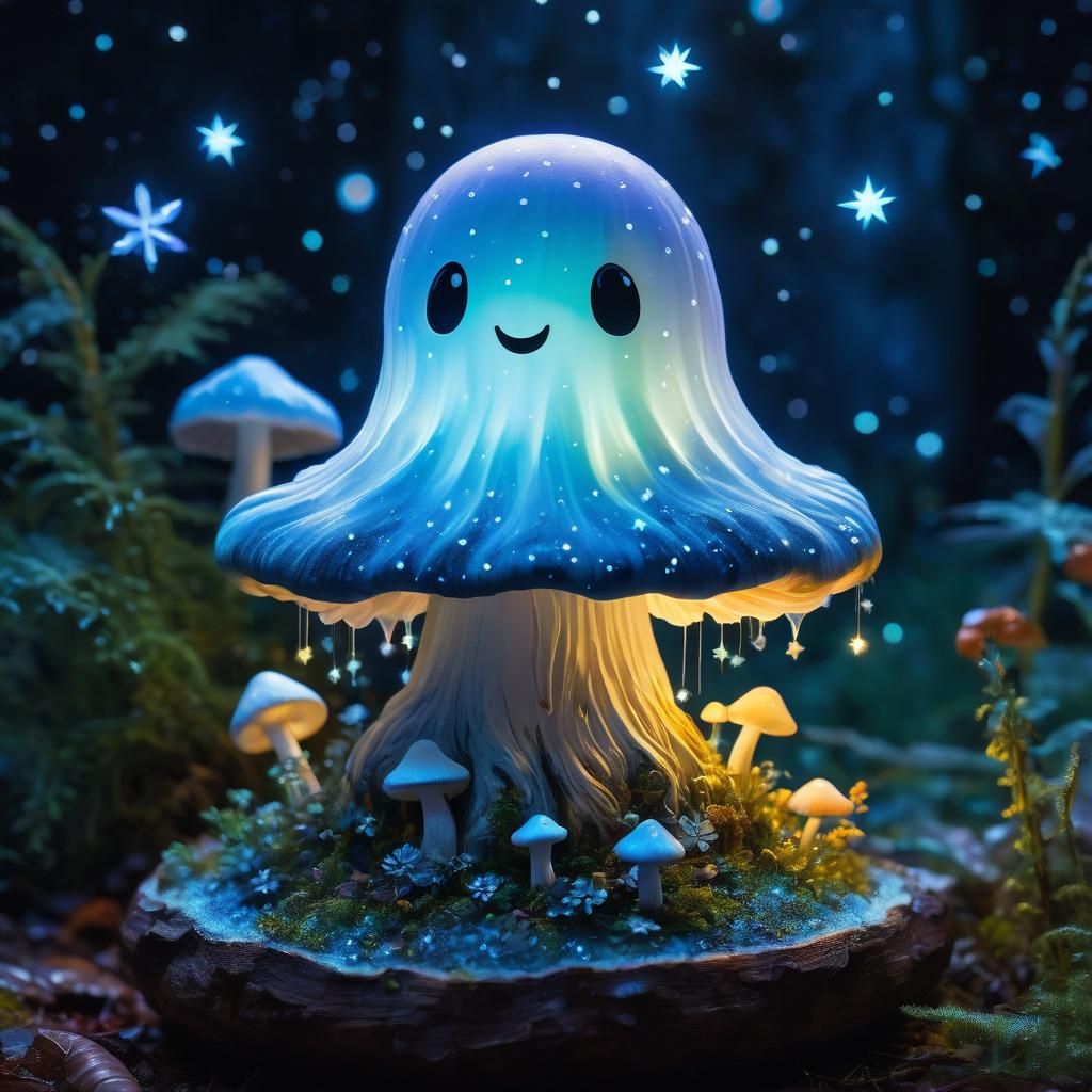 Radioluminescent Ghost in Front of Starry Mushroom