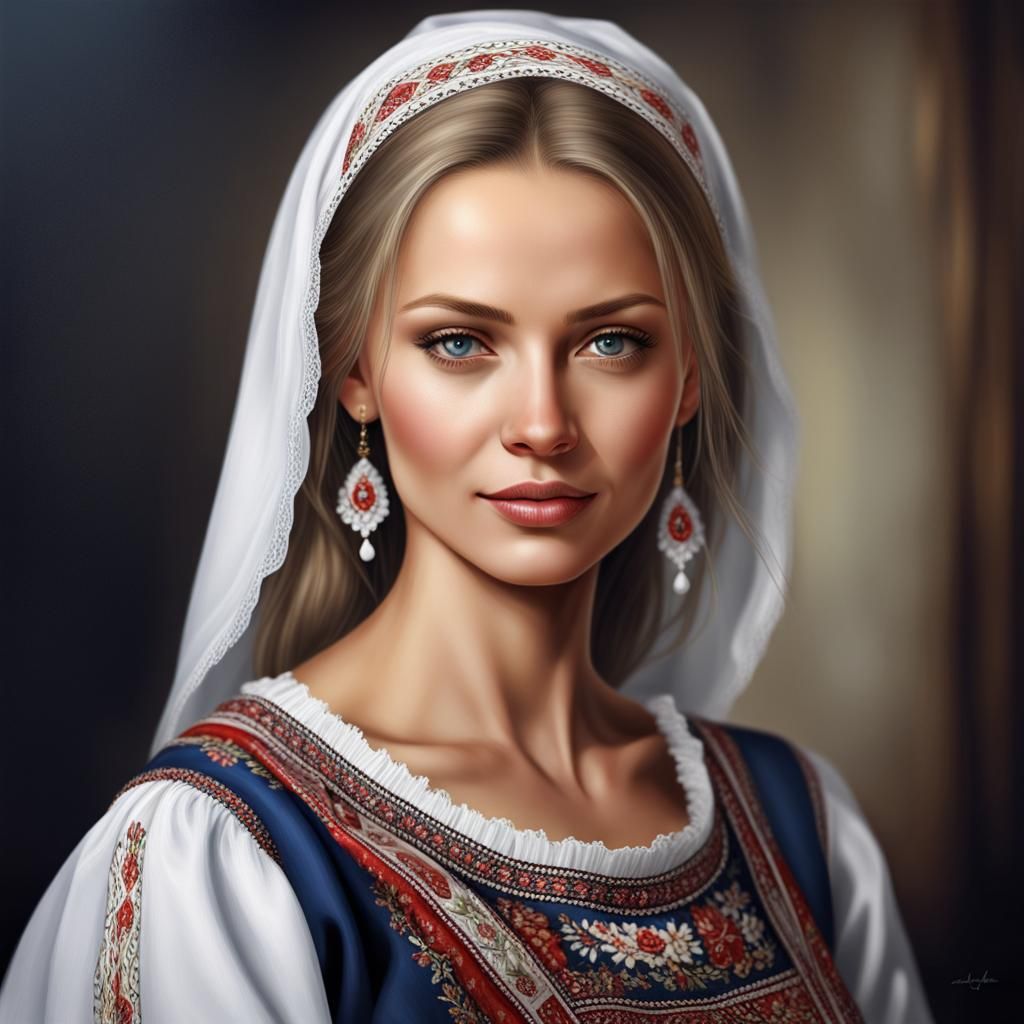 Realistic Portrait of a Beautiful Slovak Woman