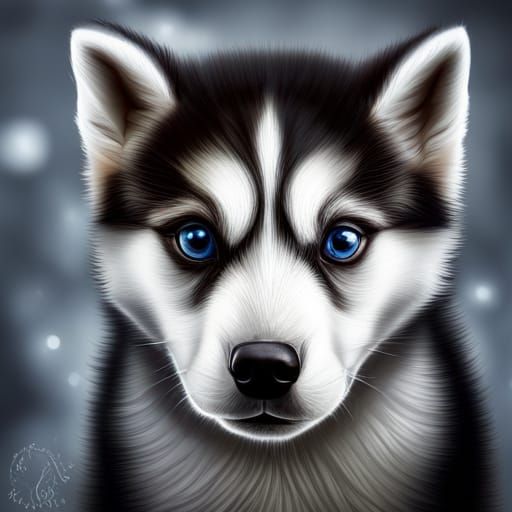 Hyperrealistic Cute Husky Pup in High Definition