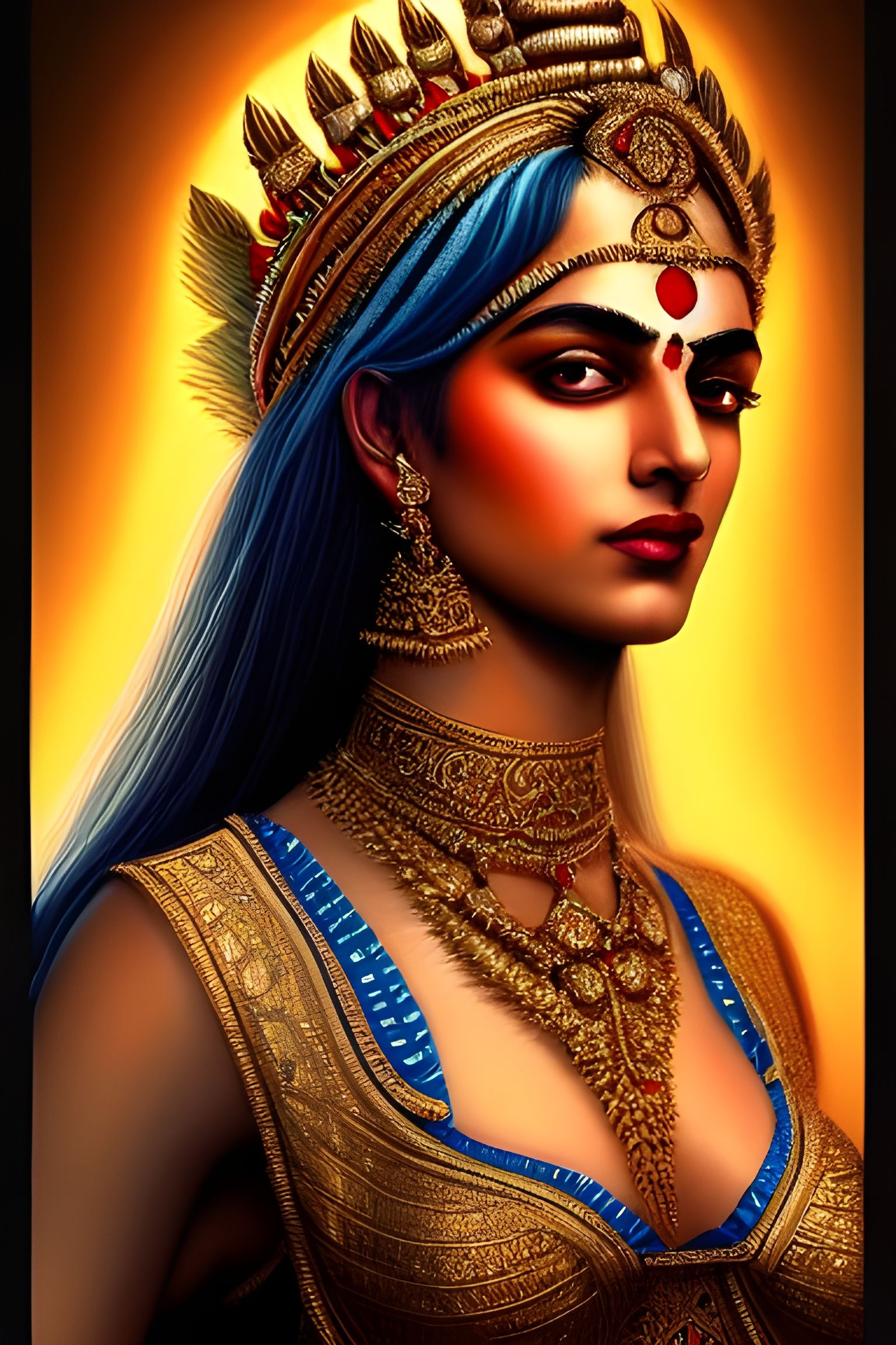 Ethereal Liquid Mercury Indian Goddess Portrait