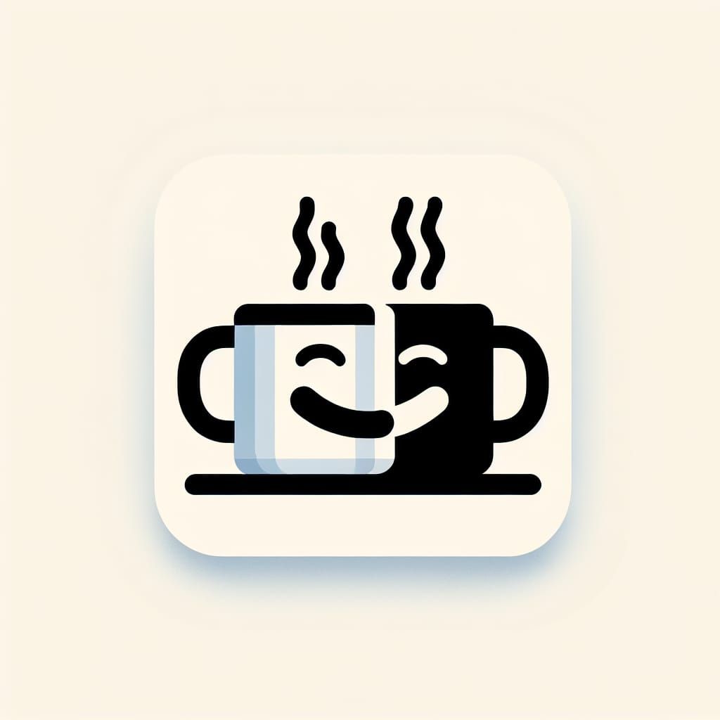 Sad Coffee Mugs Embrace: Simplistic ClipArt