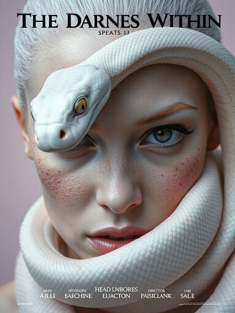 Retro-Modern Movie Poster: Albino Woman with White Snake
