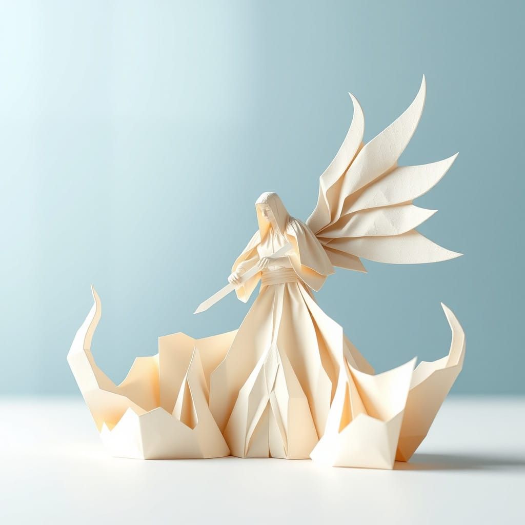 God Almighty Leads Battle, Soft Focus Origami Paper Art