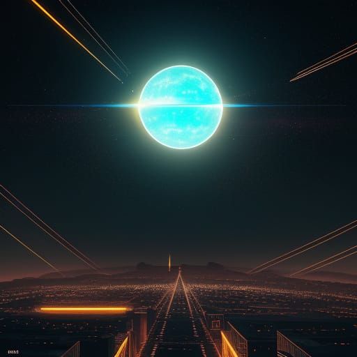 Sci-Fi Dyson Sphere and Mercury Structure Illustration