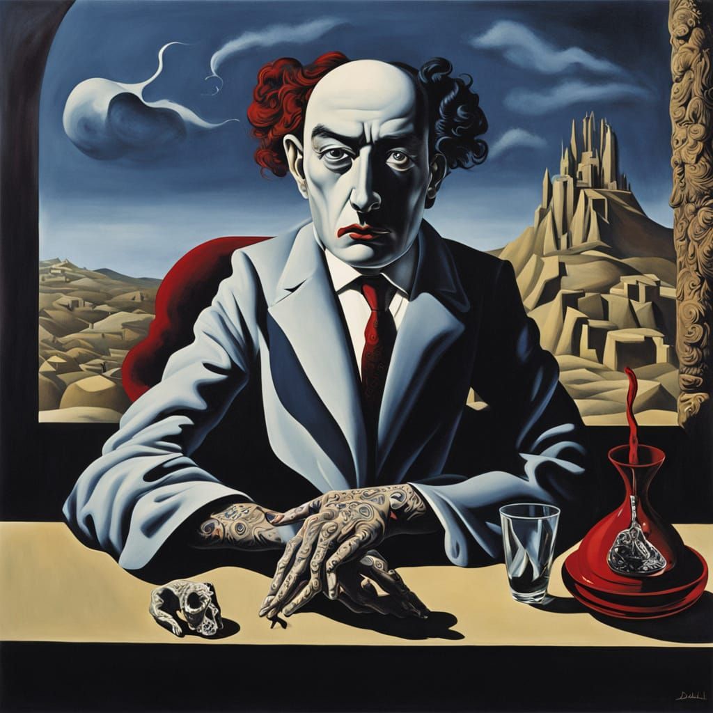 Pale Vampire Sips Blood at Dimly Lit Bar Counter