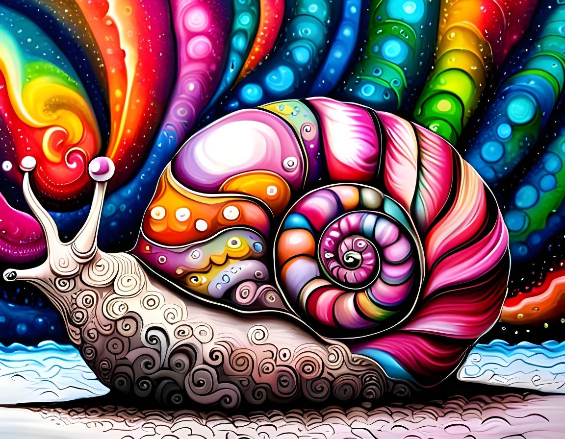 Iridescent Pink Snail Graffiti Art