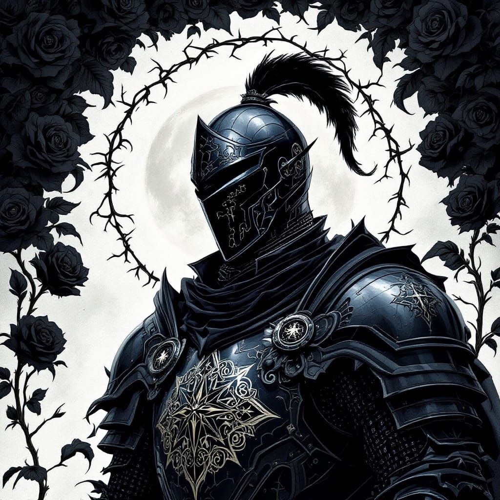 Gothic Knight in Black Rose Halo