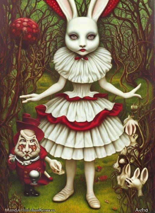 Surreal White Rabbit Inspired by Pop Surrealism