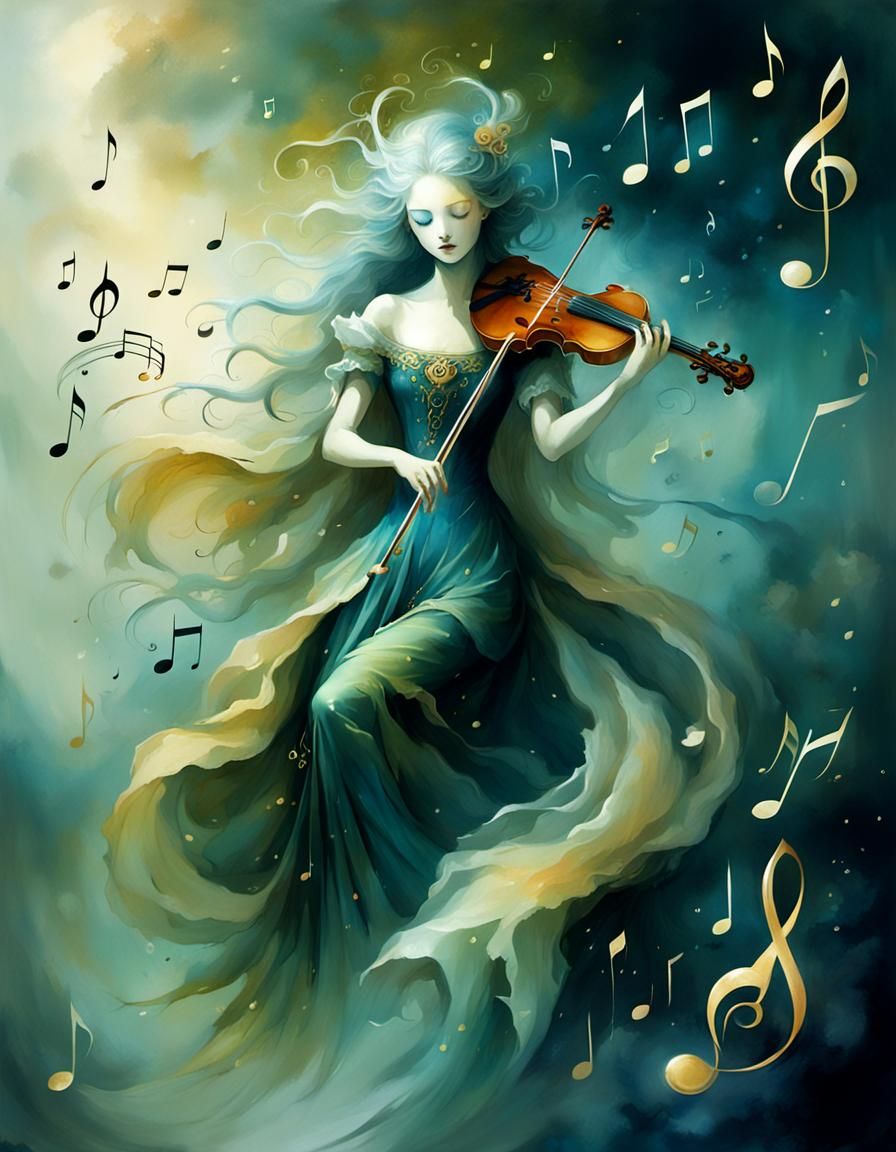 Ethereal Music Notes in Surrealist Style