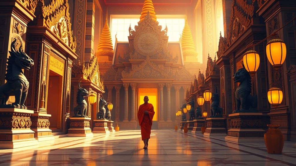 Majestic Wat Phra Kaew Interior in Realistic Architectural I...