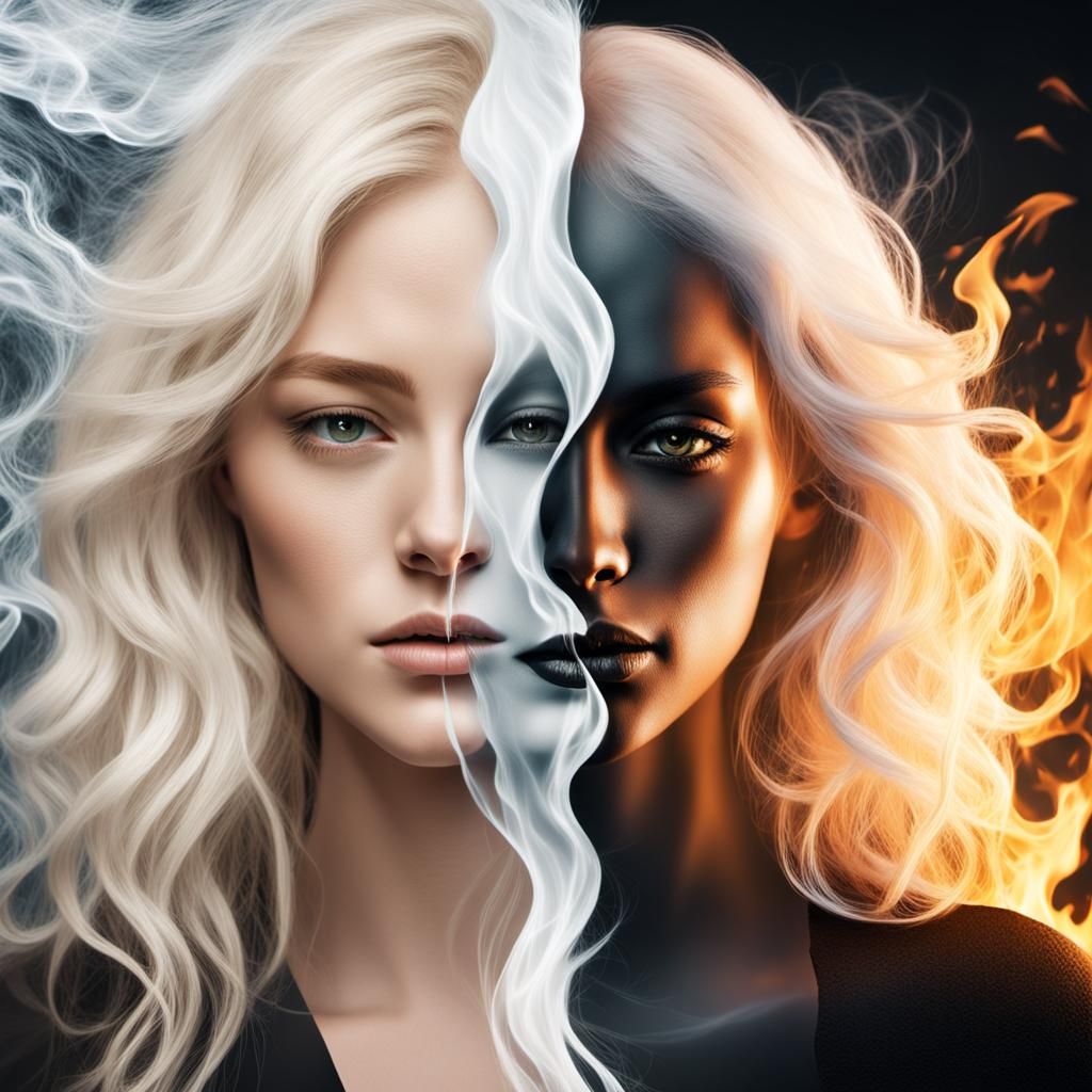 Girl's Duality: A Gothic Impressionist Masterpiece