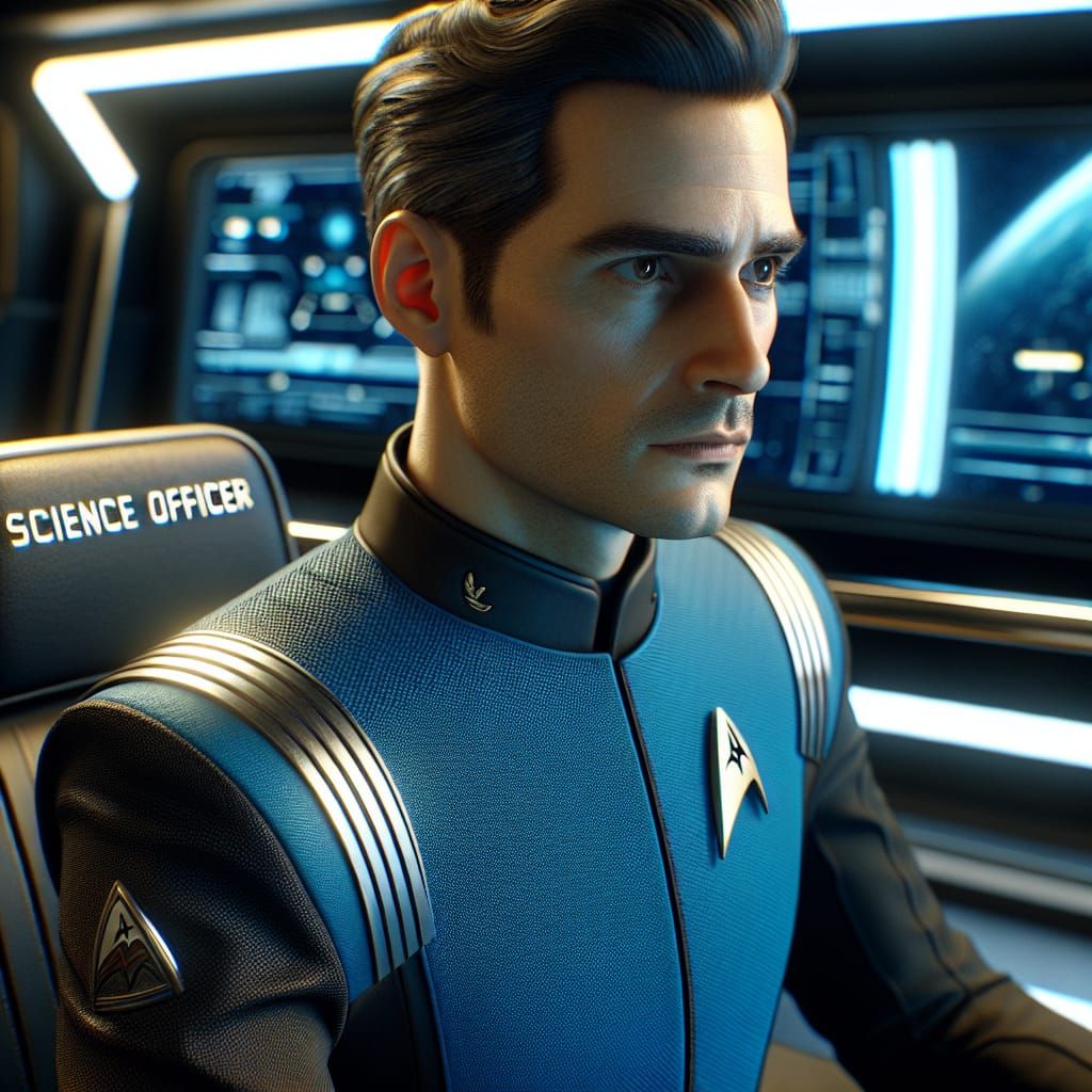 Science Officer on Starship Bridge