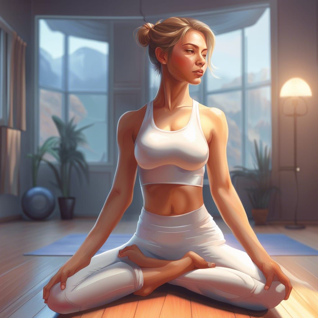 Woman in Lotus Position: Hyperdetailed Digital Portrait