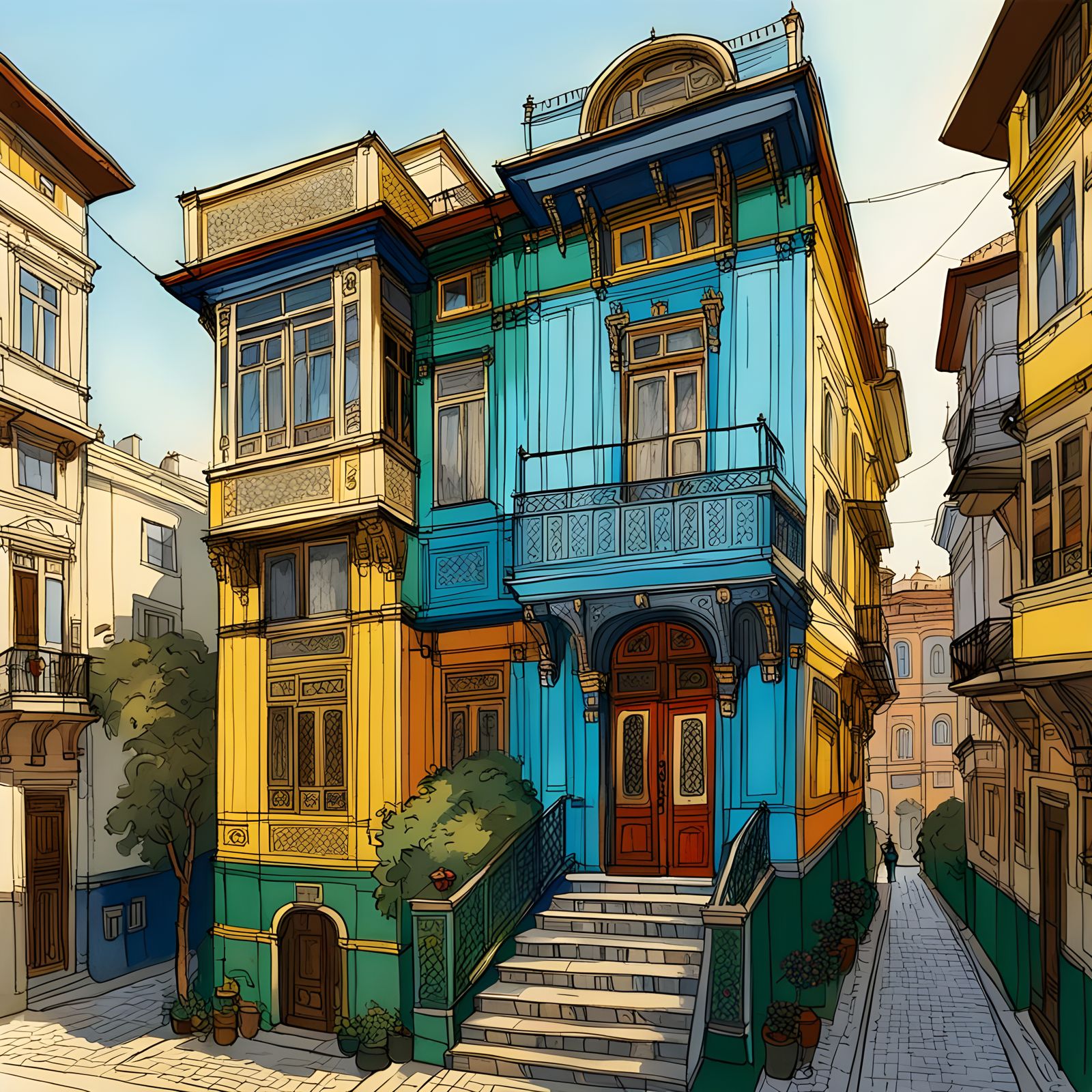 Elegant Istanbul Ottoman Victorian House in Vibrant Artistic...
