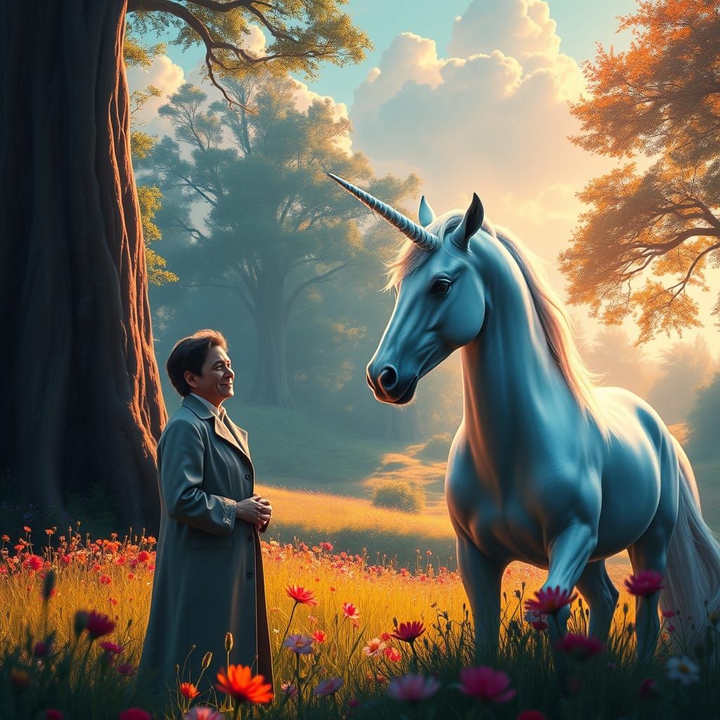 Empathetic Psychologist Inspires Majestic Unicorn in Vibrant...