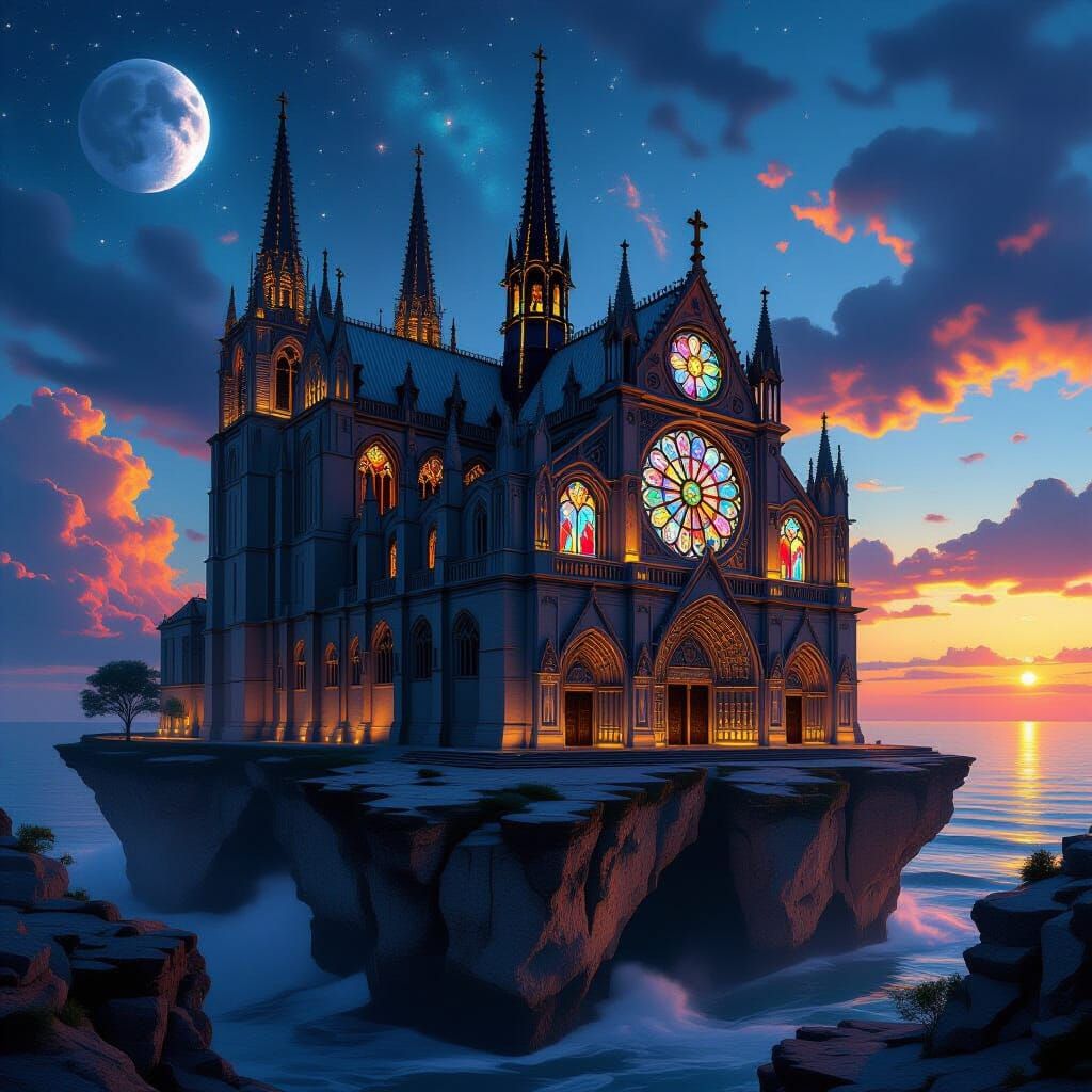 Baroque Cathedral in Space, Dramatic Lighting