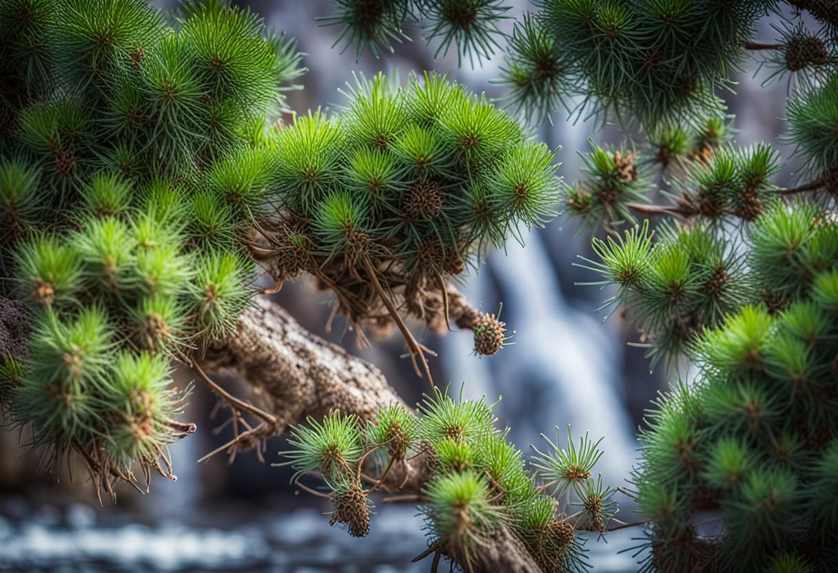 Serene Waterfall Landscape with Birds: Professional Photogra...