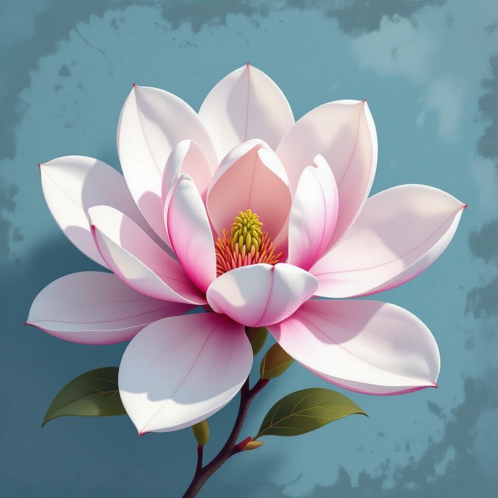 Pink and White Magnolia Flower Illustration