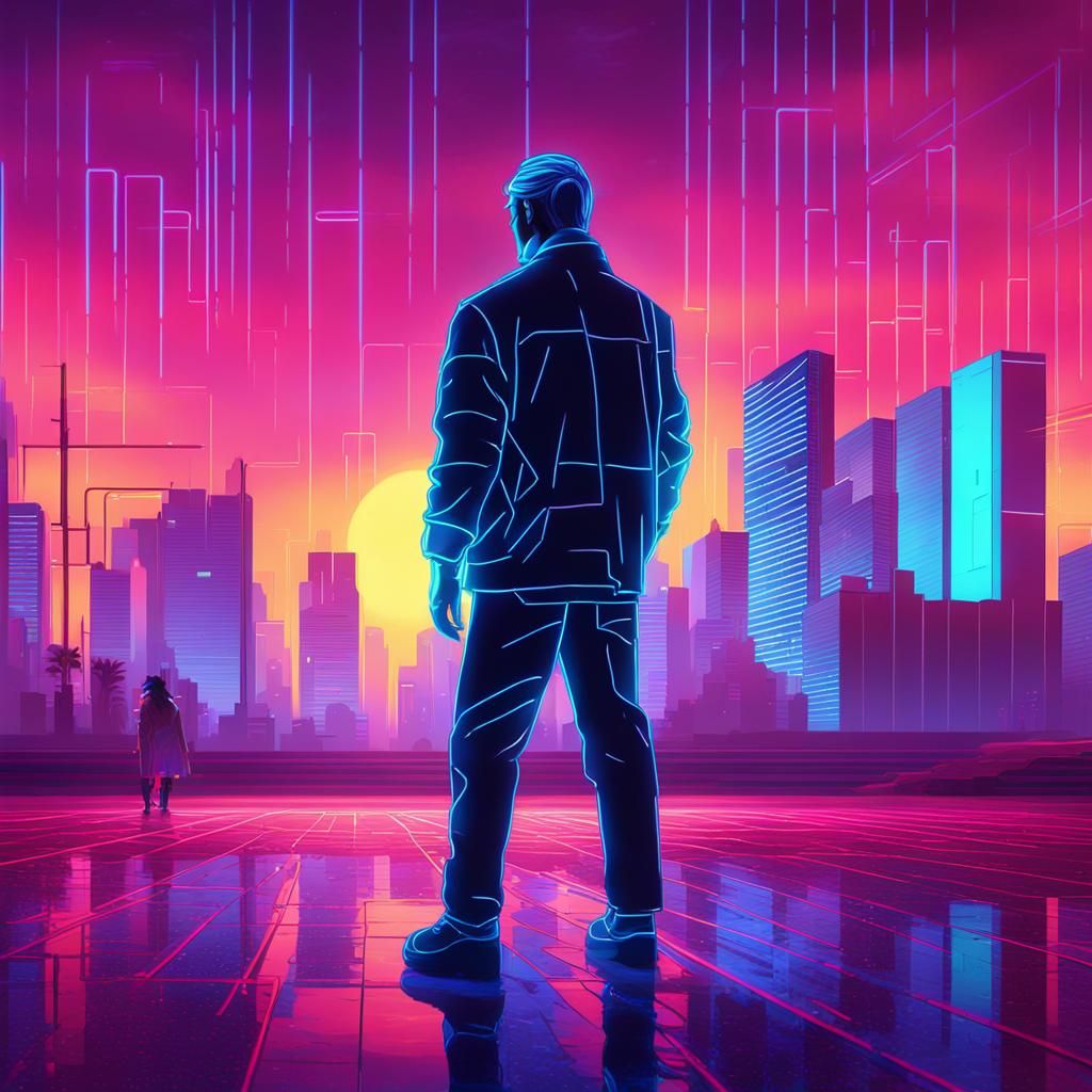Synthwave Neon Cityscape at Dusk