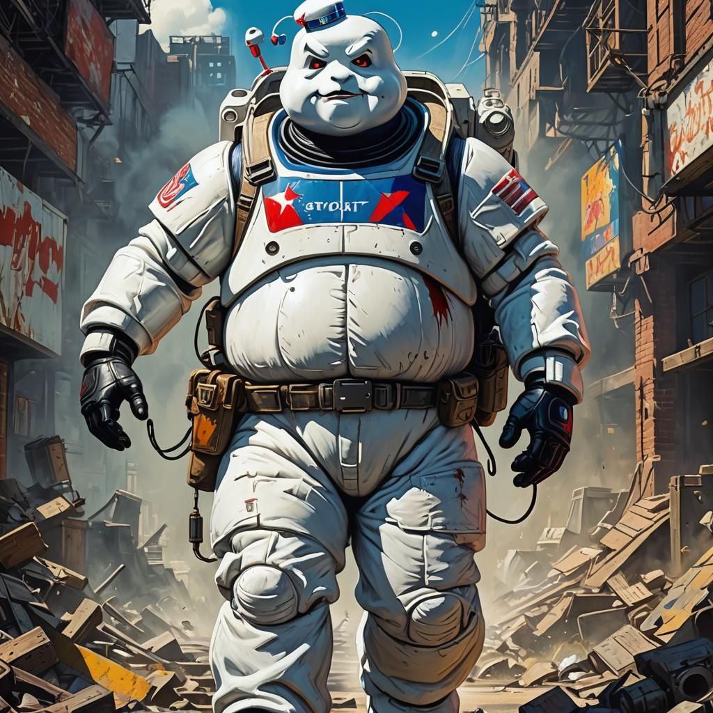 Stay Puft in Fallout Jumpsuit: Movie Poster Art