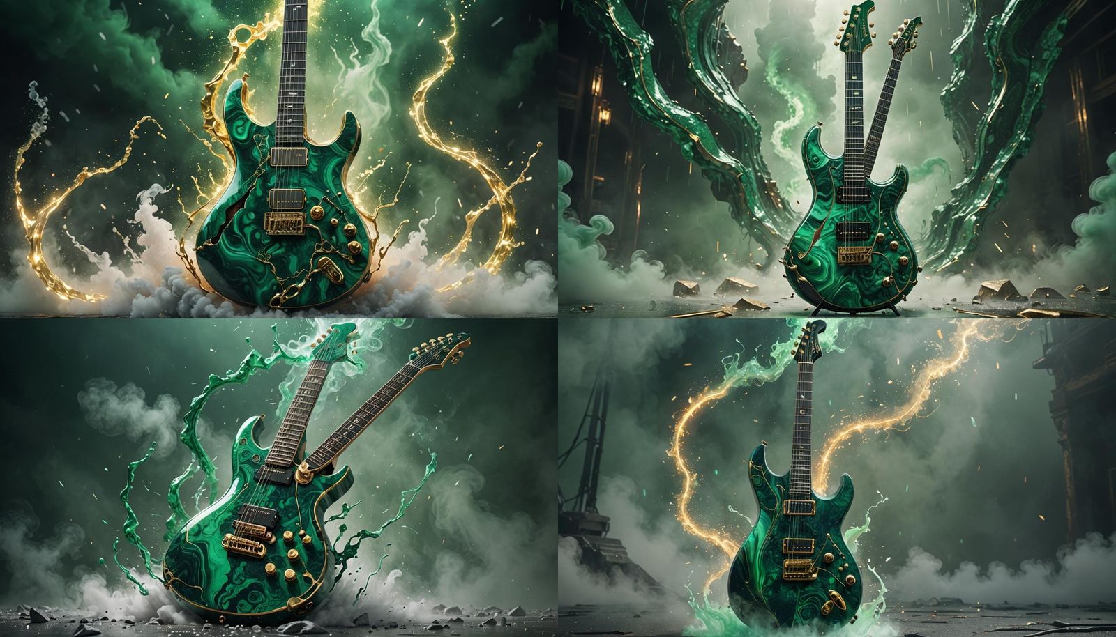 Futuristic Liquid Enamel Guitar in Hyperrealistic Style