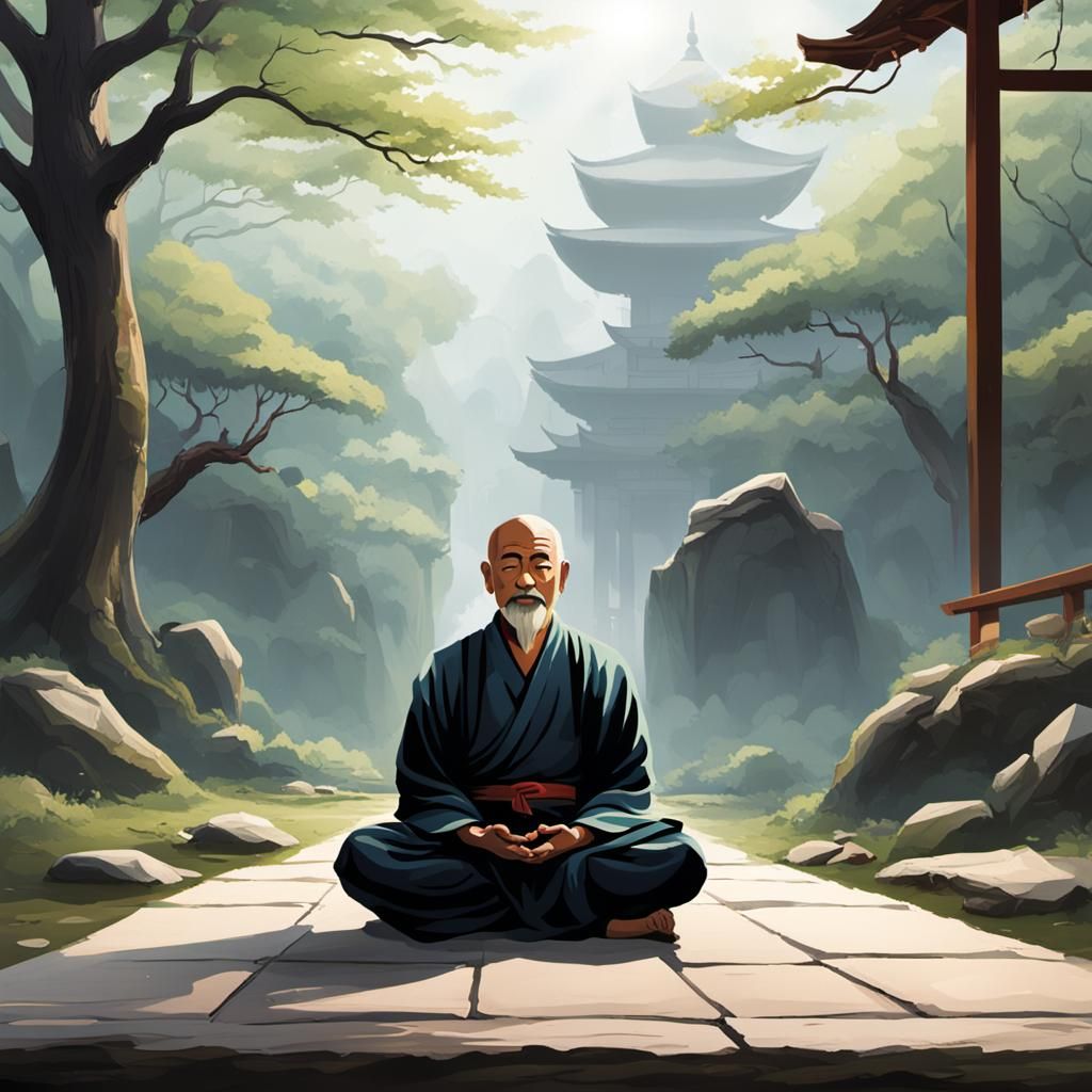 Zen Master Teaching Meditation to Student