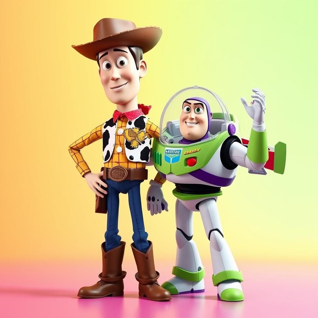 Woody and Buzz Lightyear in 3D Digital Art