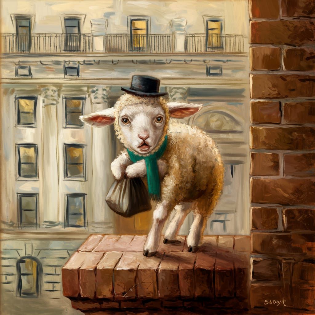 Lamb Bank Robbery as Oil Painting