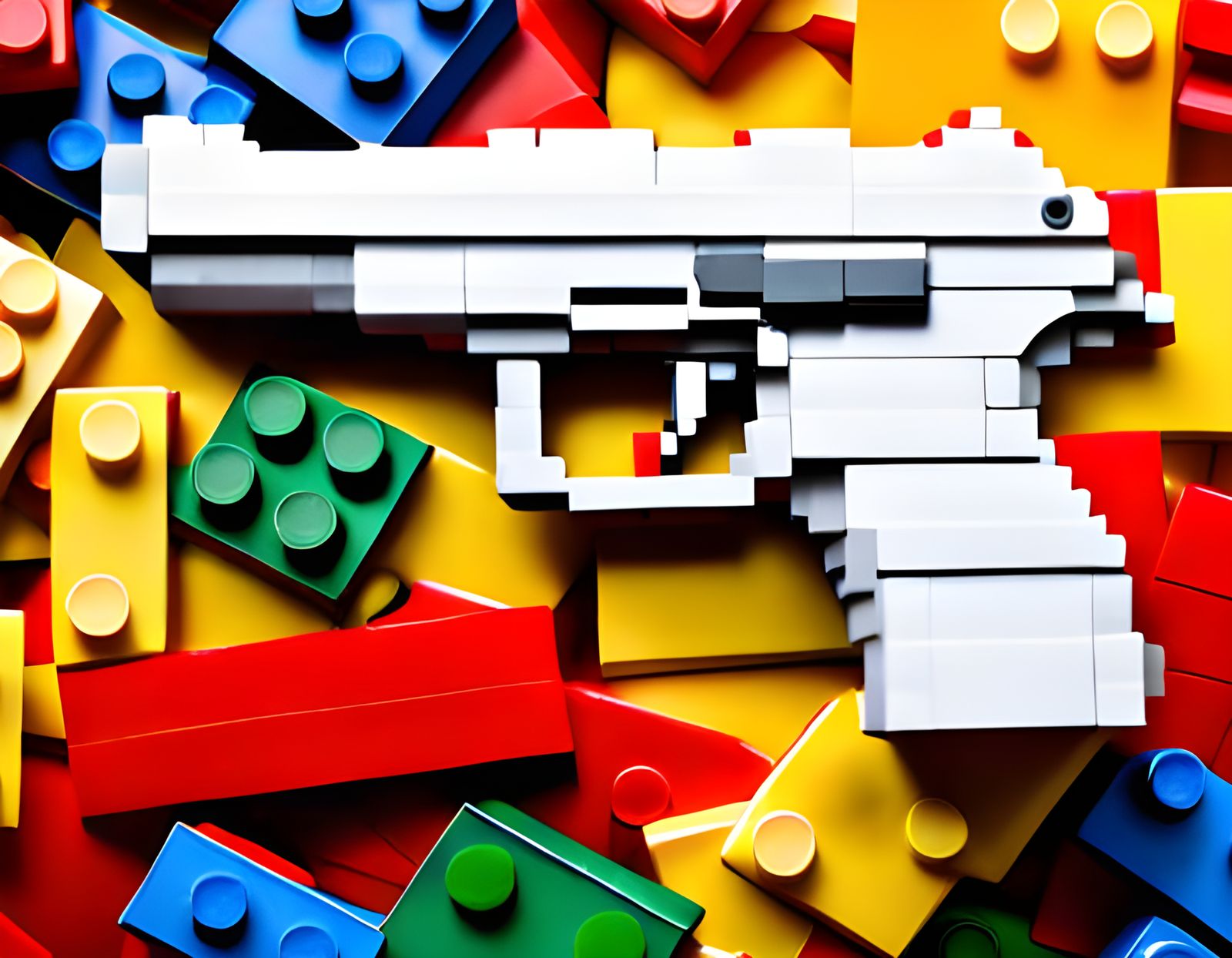 Lego Flower Handgun Sculpture