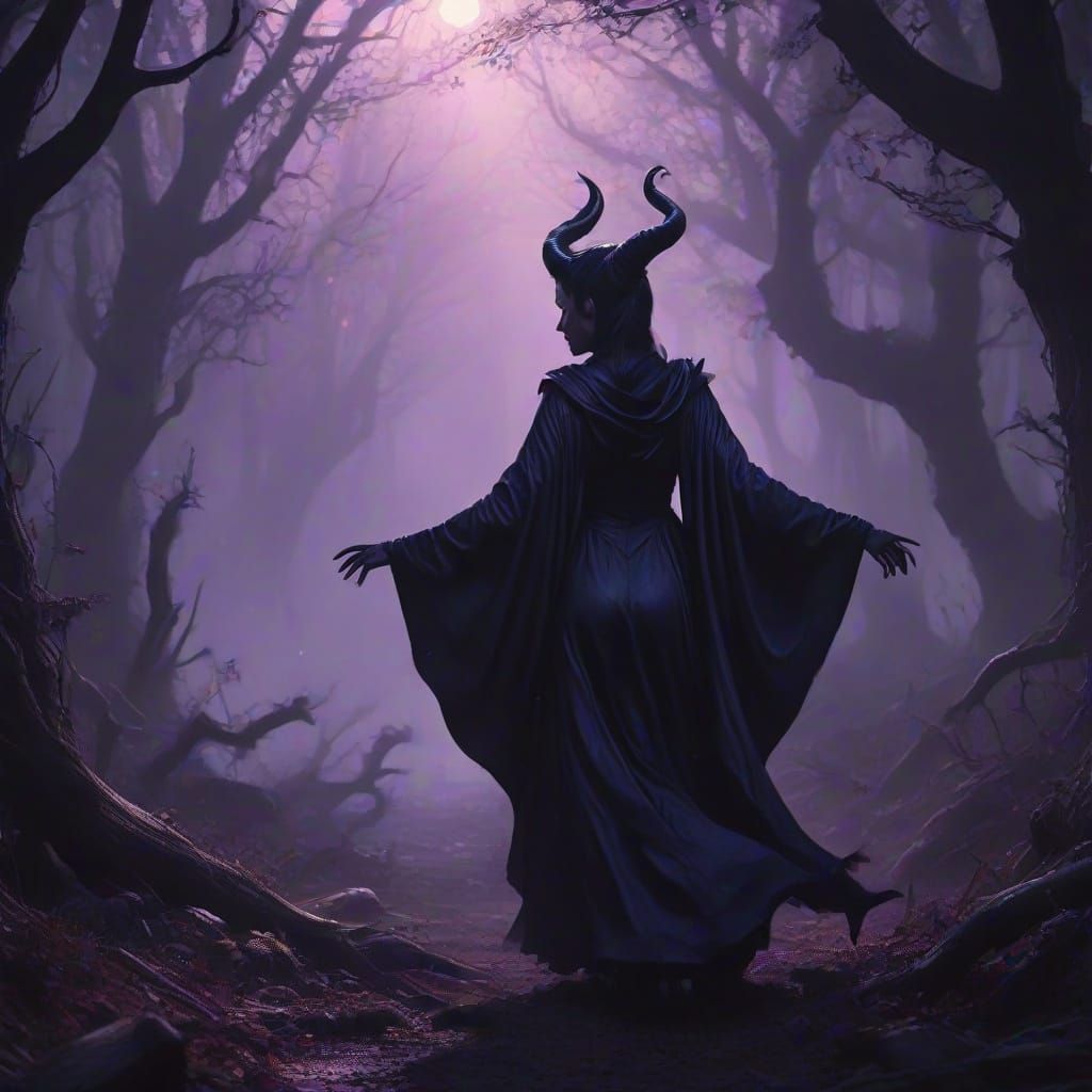 Maleficent Frolics in Mystic Forest: Gothic Oil Painting