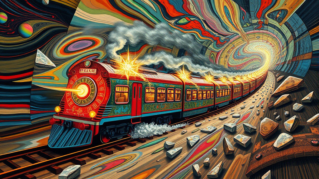 Surreal Peace Train Bursts from Psychedelic Vortex