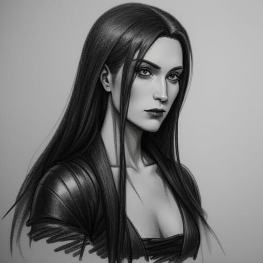 Study of a Female Vampire in Charcoal