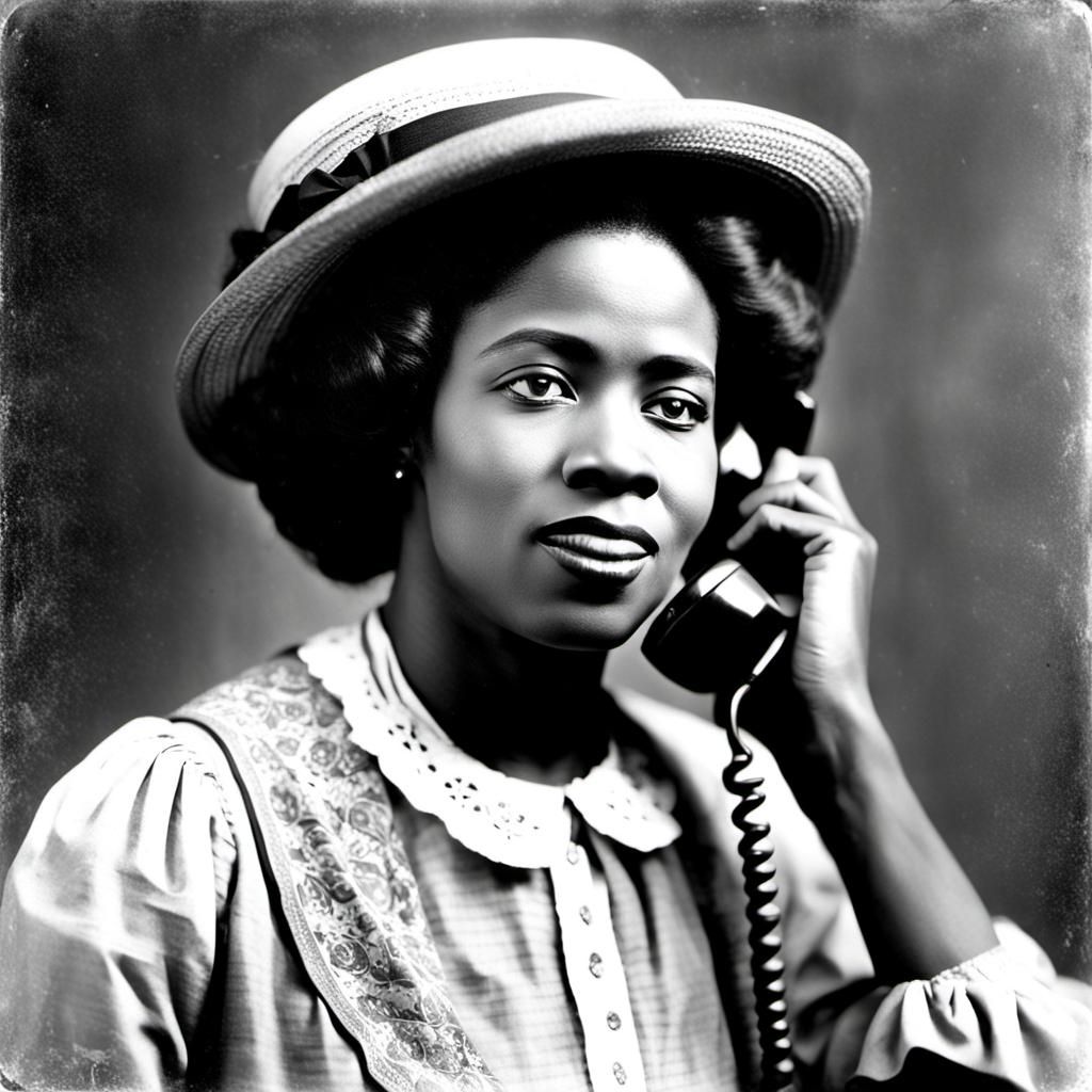 African American Woman on Wall Phone, 1900s