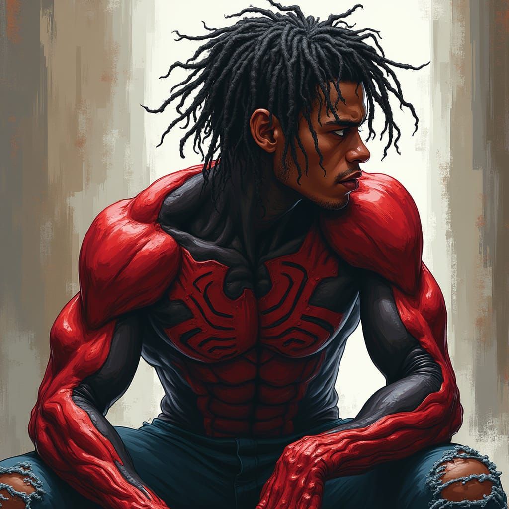 Venom Symbiote Teen in Dark Comic Art Style