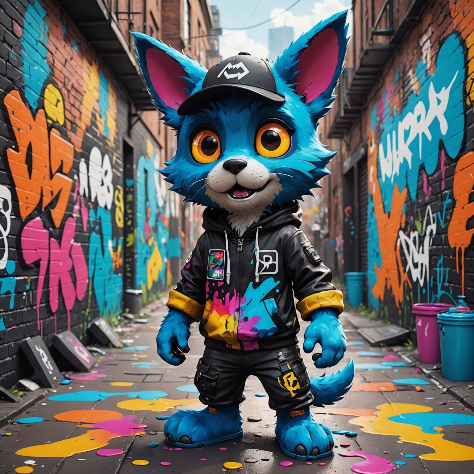 VRchat Furries Graffiti Art in Street Style