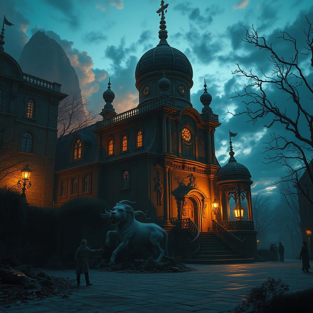 Surreal Dreamscape with Volumetric Lighting as Matte Paintin...