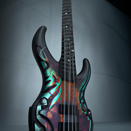 Sleek Black Bass Guitar Digital Art