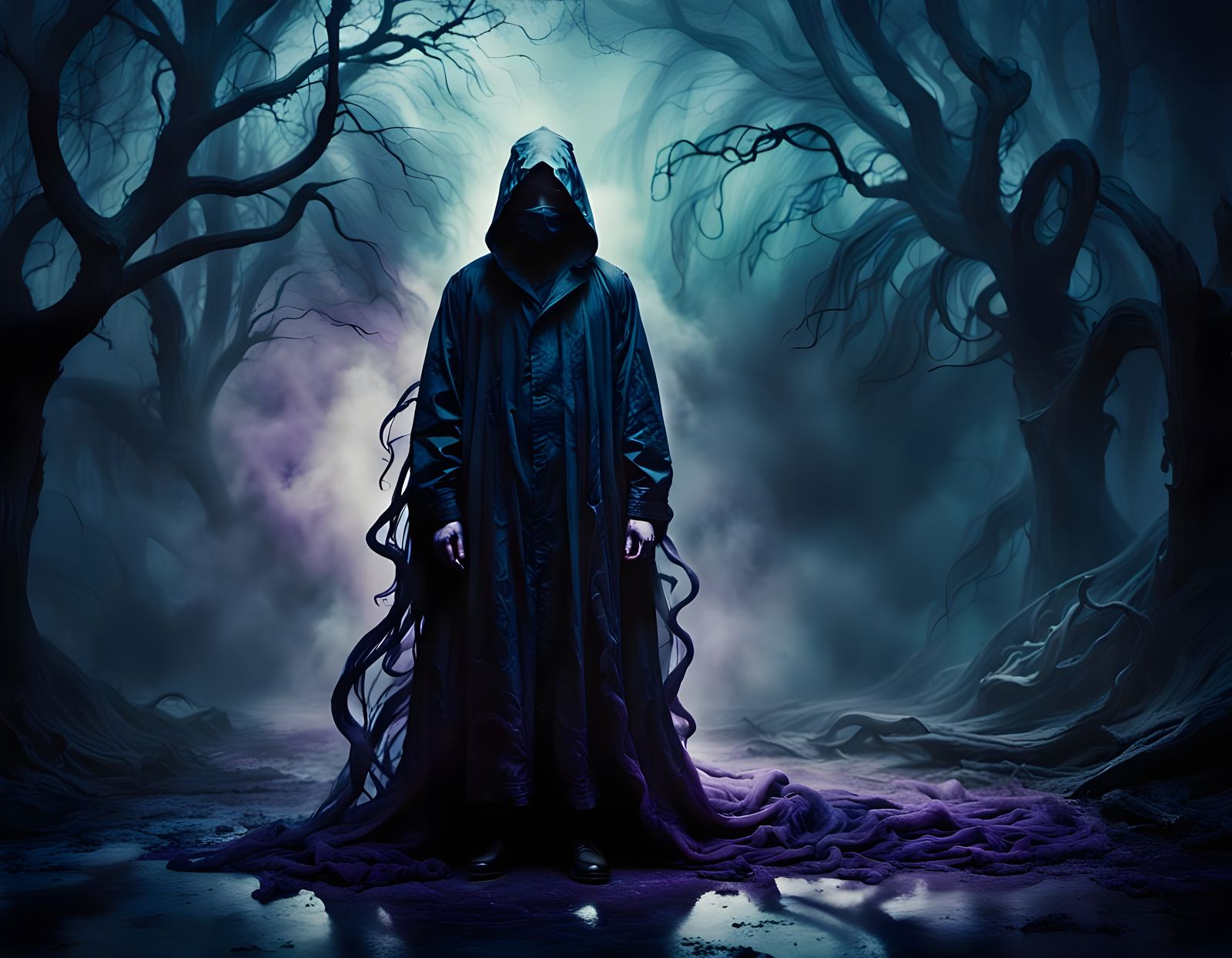 Ethereal Demon Shrouded in Dark, Whirling Shadows