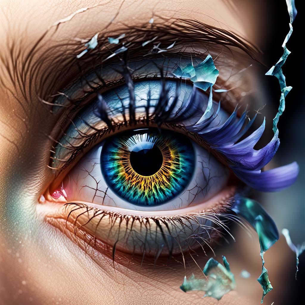 Cracked Iris: A Detailed and Colorful Eye