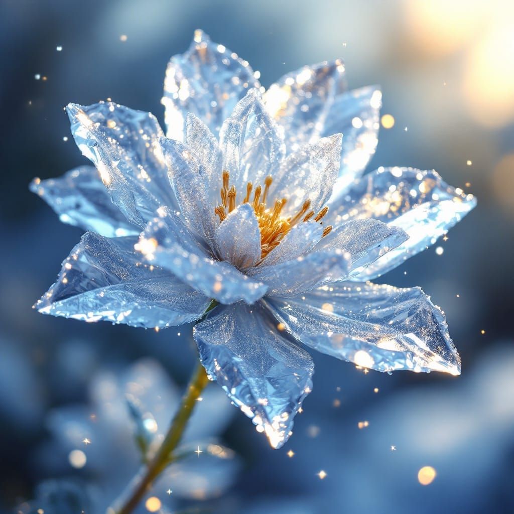 Frozen Crystal Flower in Ethereal Light