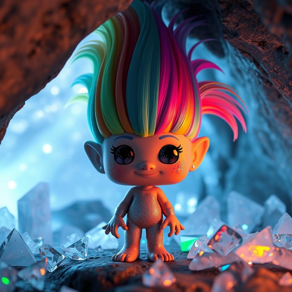 Rainbow Troll in Crystal Cave, Funko Pop Style
