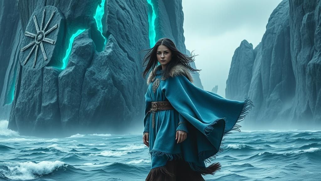 Viking Woman Before Crystalline Runestone