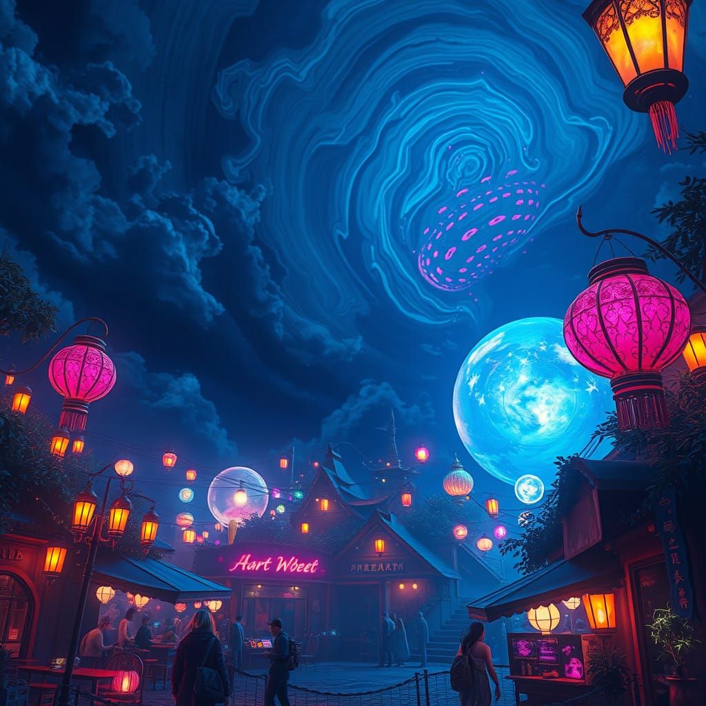 Surreal Nightspot Under Indigo Skies