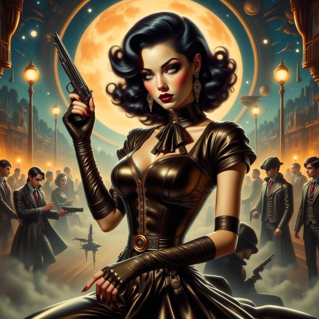 Elegant Goth Punk Beauty with Piergiorgio Molinari Handgun