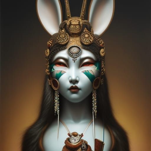 Samurai Bunny Warrior in Pop Surrealism Style