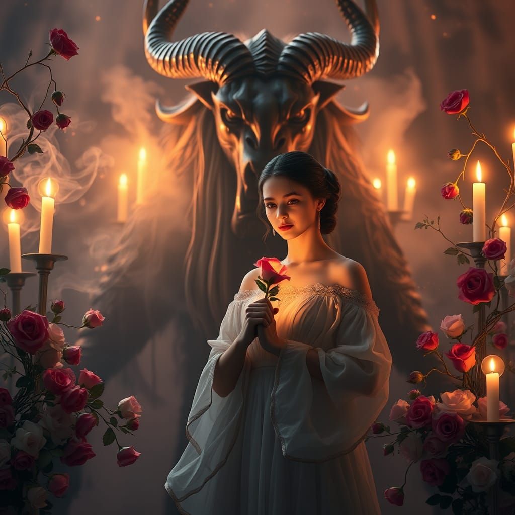 Mystical Beauty and Beast in Candlelight